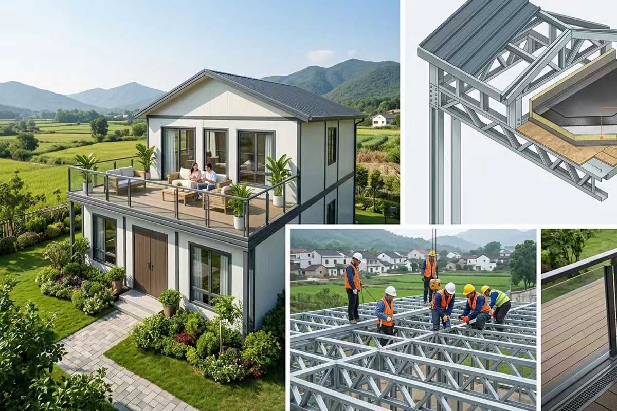 帶露臺的輕鋼別墅：2026回鄉建房新標桿，盡享高端田園生活(圖1)